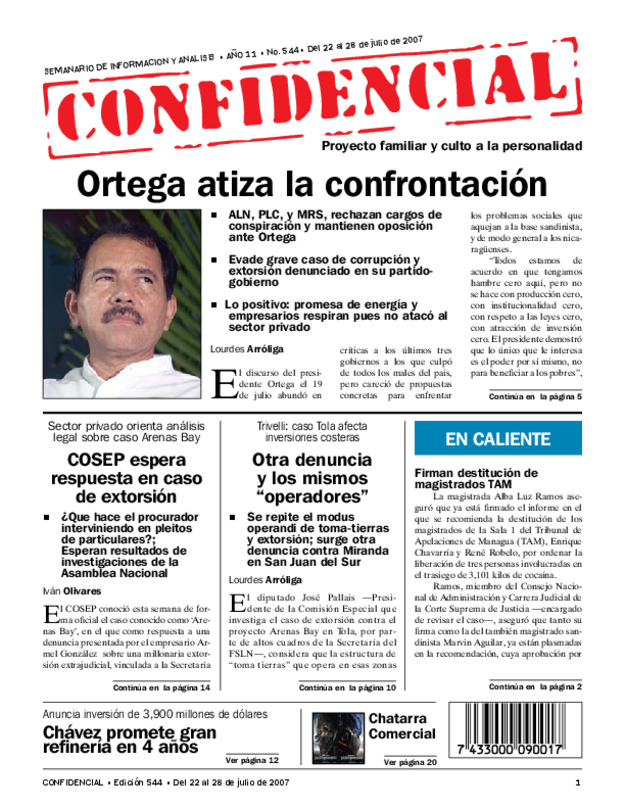 Ortega atiza la confrontación Confidencial Club